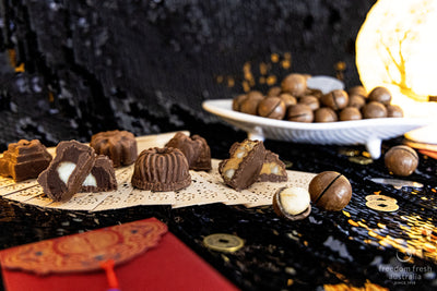 Macadamia Mooncake Truffles with Chocolate, Lotus Seed Paste and Happy Nut centres by Freedom Fresh Australia